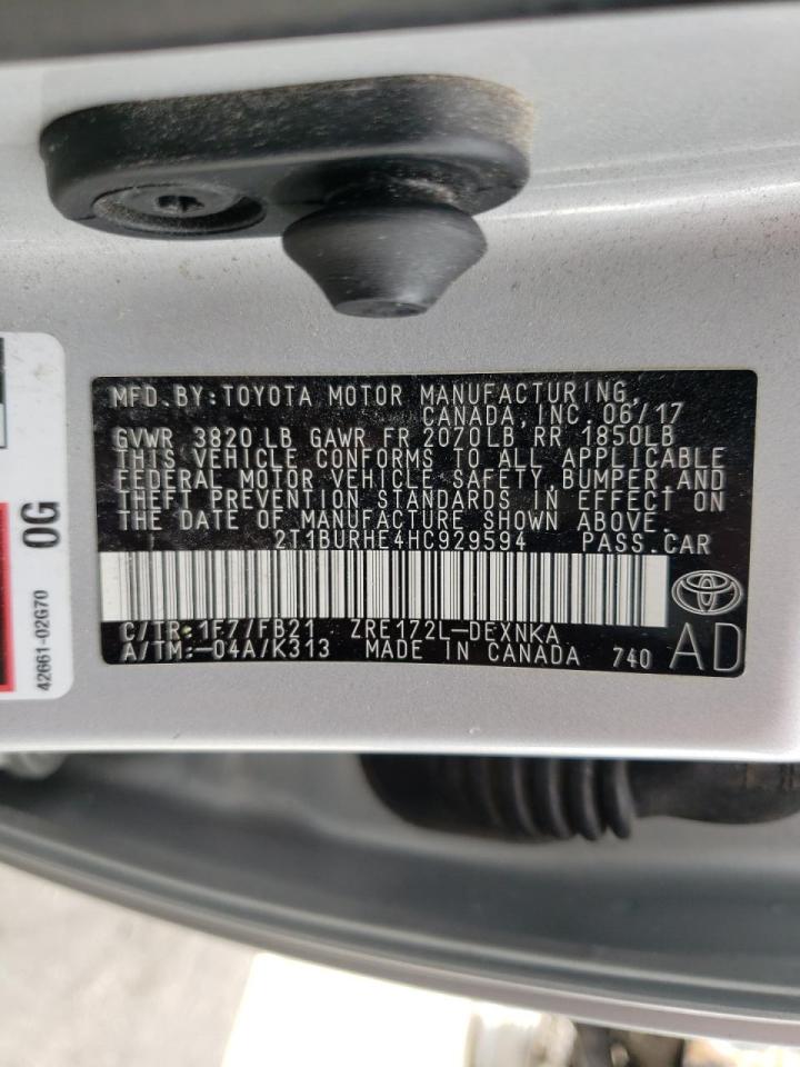 Photo 10 from auction – 2017 TOYOTA COROLLA L with VIN 2T1BURHE4HC929594