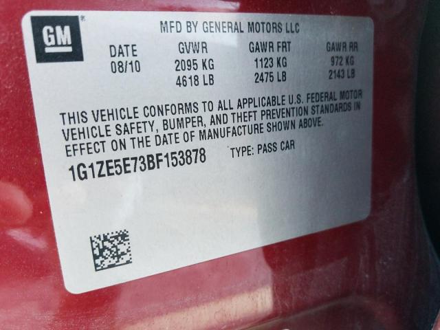 Photo 10 from auction – 2011 CHEVROLET MALIBU LTZ with VIN 1G1ZE5E73BF153878