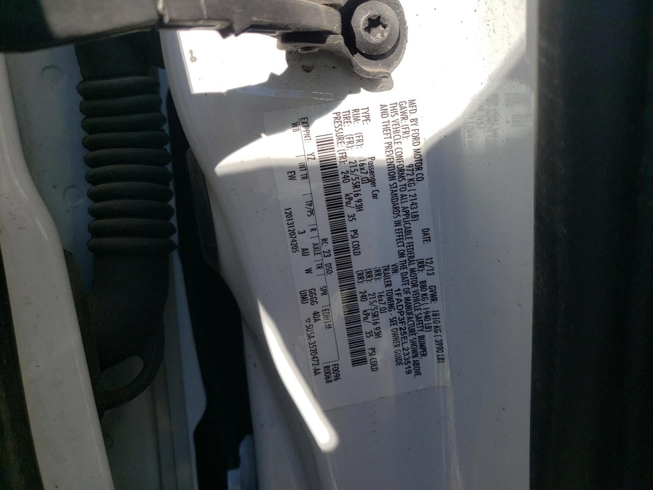 Photo 10 from auction – 2014 FORD FOCUS SE with VIN 1FADP3F25EL233519