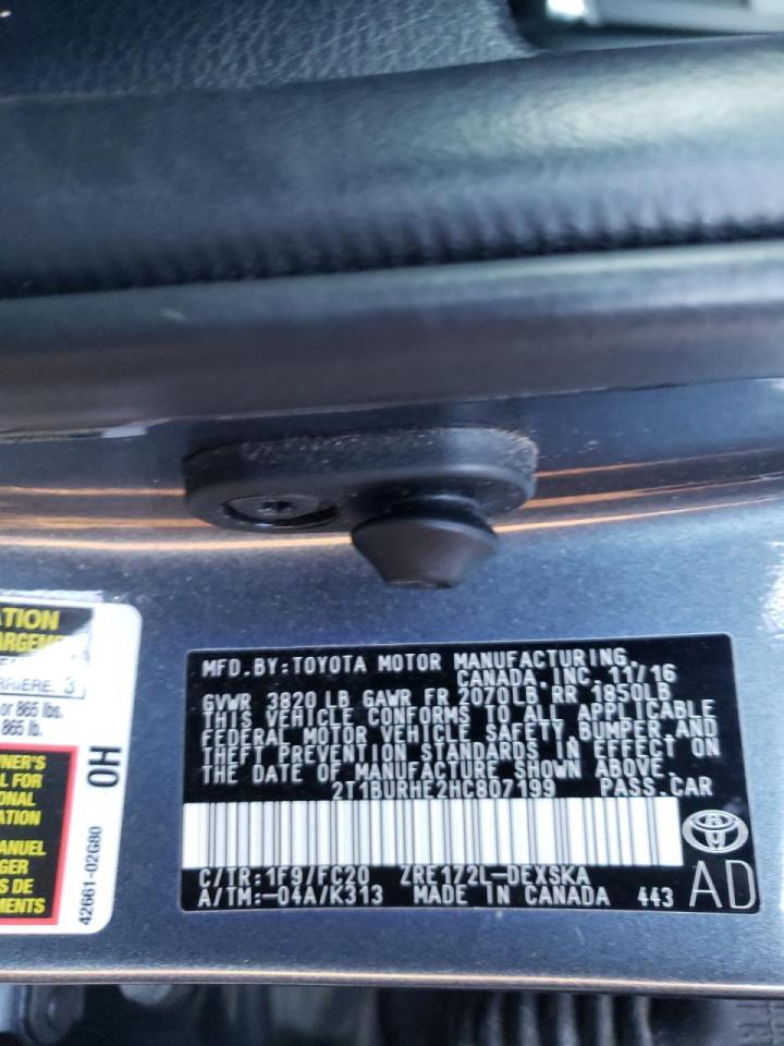 Photo 10 from auction – 2017 TOYOTA COROLLA L with VIN 2T1BURHE2HC807199