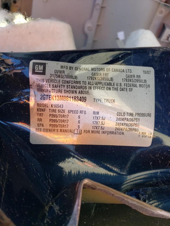 Photo 10 from auction – 2008 GMC SIERRA K15 with VIN 2GTEK13M881183409