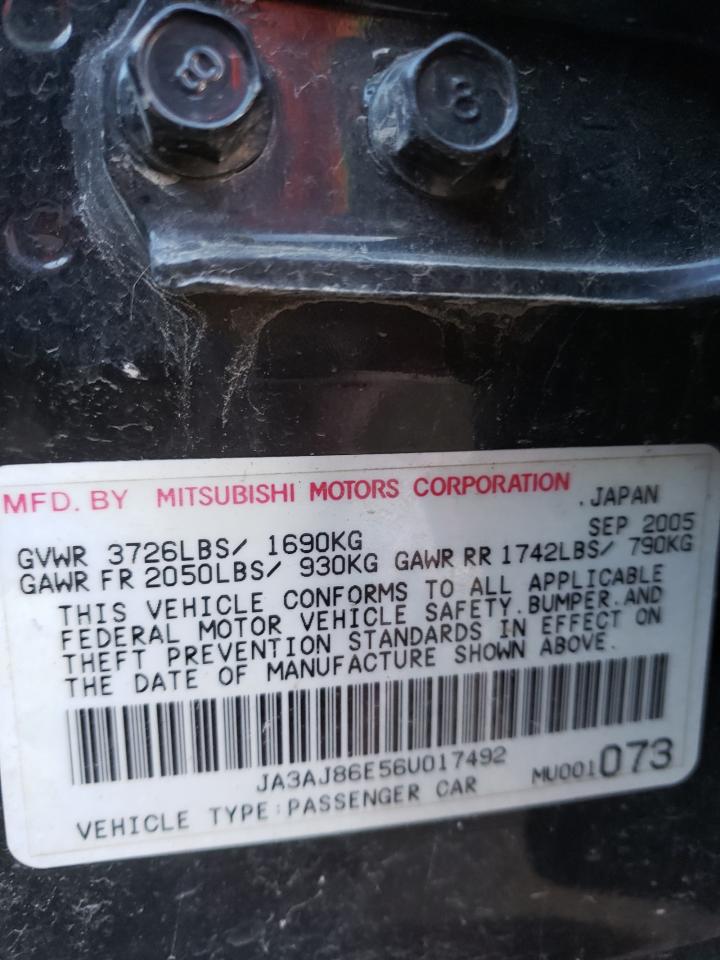 Photo 10 from auction – 2006 MITSUBISHI LANCER OZ with VIN JA3AJ86E56U017492