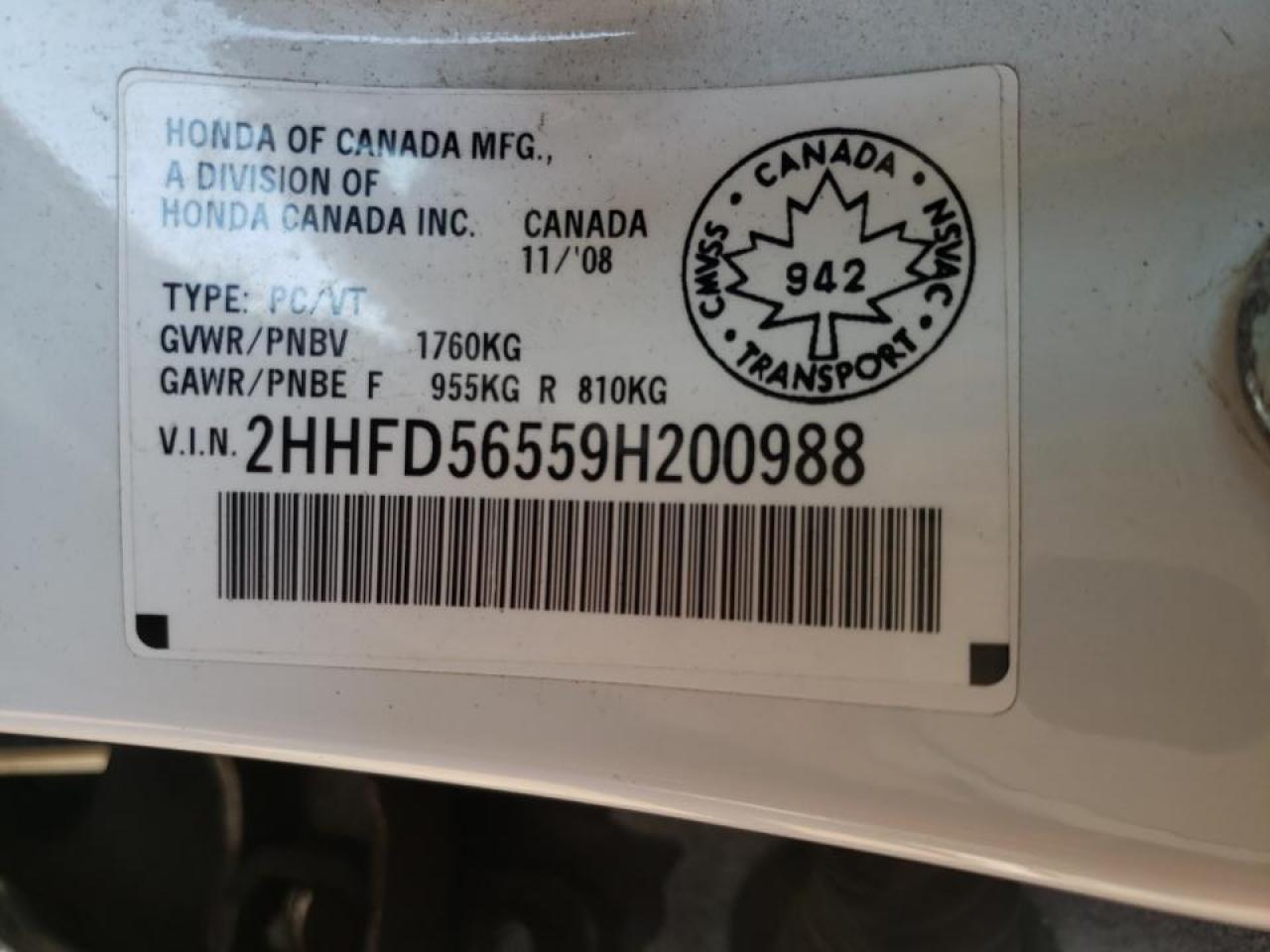 Photo 10 from auction – 2009 ACURA CSX with VIN 2HHFD56559H200988