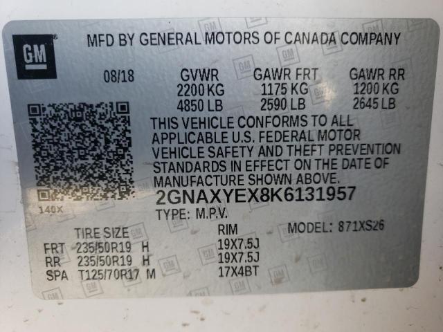Photo 10 from auction – 2019 CHEVROLET EQUINOX PR with VIN 2GNAXYEX8K6131957
