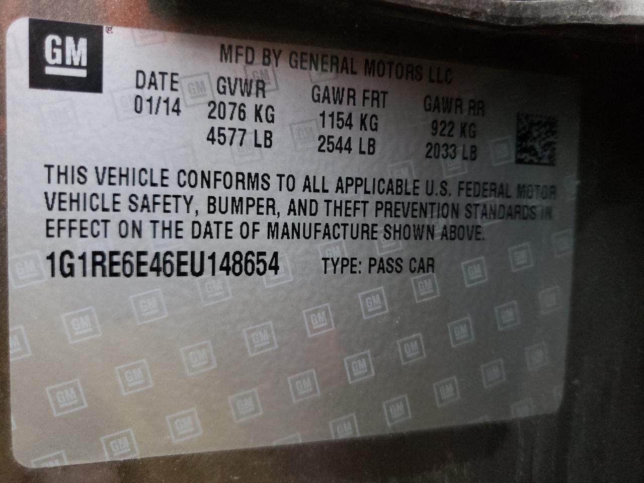 Photo 10 from auction – 2014 CHEVROLET VOLT with VIN 1G1RE6E46EU148654