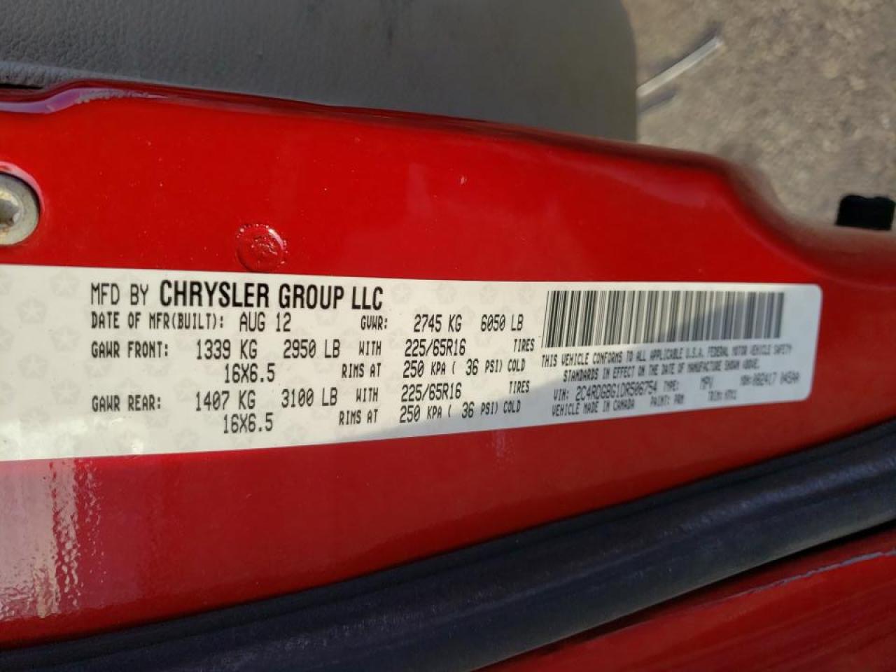 Photo 10 from auction – 2013 DODGE GRAND CARA with VIN 2C4RDGBG1DR506754