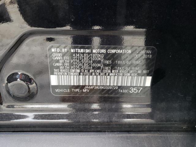 Photo 10 from auction – 2019 MITSUBISHI OUTLANDER with VIN JA4AP3AU6KU009729