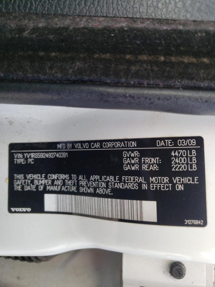 Photo 10 from auction – 2009 VOLVO S60 2.5T with VIN YV1RS592492740391
