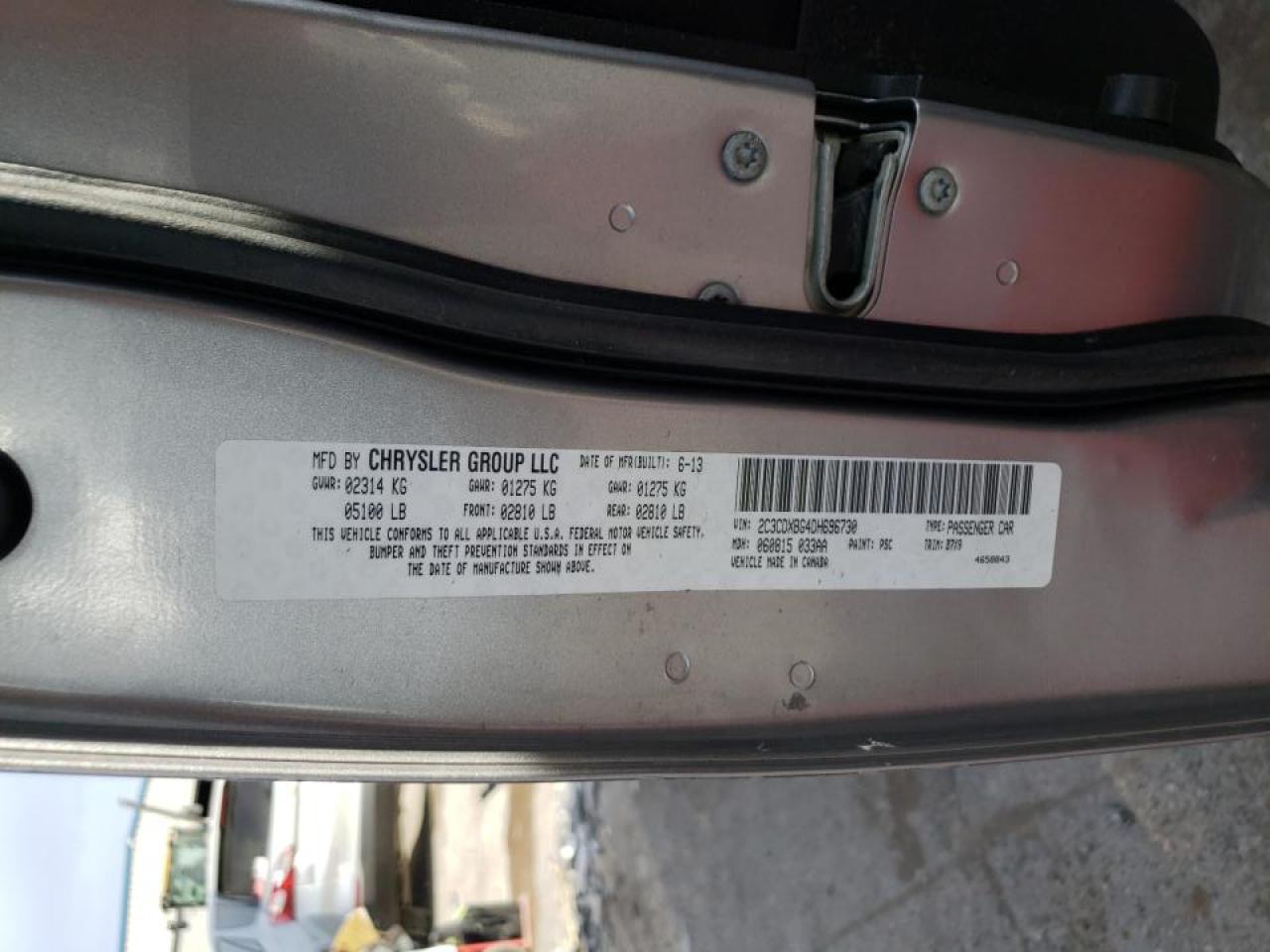 Photo 10 from auction – 2013 DODGE CHARGER SE with VIN 2C3CDXBG4DH696730
