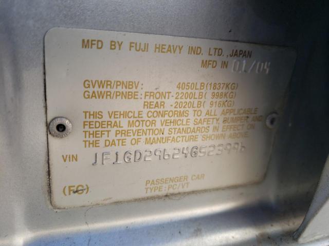 Photo 10 from auction – 2004 SUBARU IMPREZA WR with VIN JF1GD29624G523996
