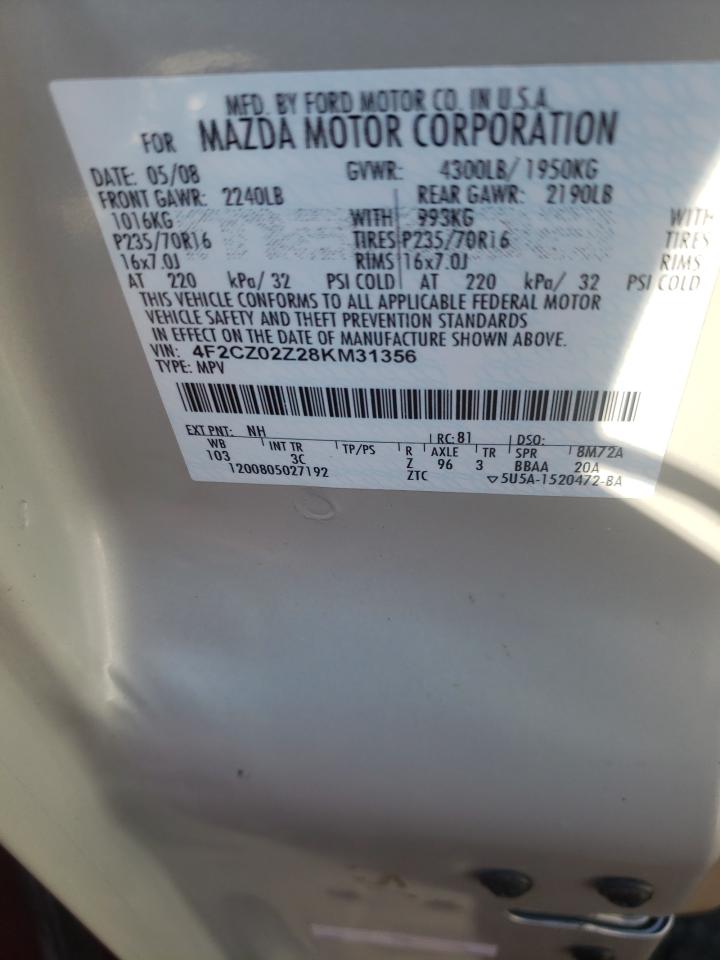 Photo 10 from auction – 2008 MAZDA TRIBUTE I with VIN 4F2CZ02Z28KM31356