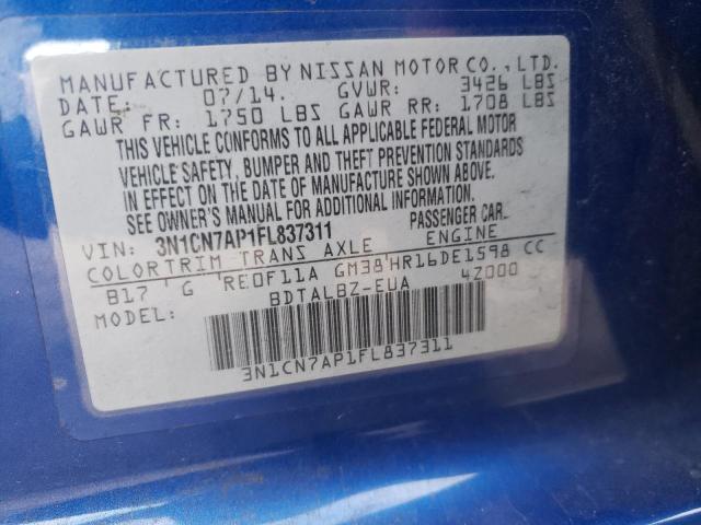 Zdjęcie 10 z aukcji – 2015 NISSAN VERSA S z VIN 3N1CN7AP1FL837311
