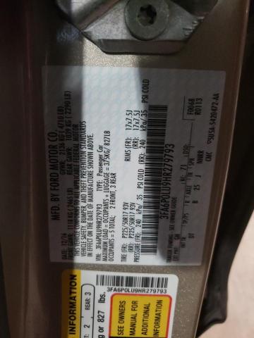 Photo 10 from auction – 2017 FORD FUSION SE with VIN 3FA6P0LU9HR279793