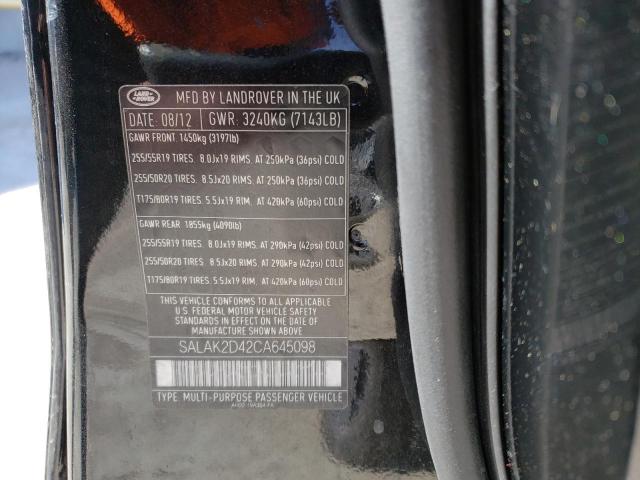Photo 10 from auction – 2012 LAND ROVER LR4 HSE LU with VIN SALAK2D42CA645098