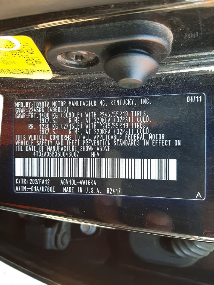 Photo 11 from auction – 2011 TOYOTA VENZA with VIN 4T3ZA3BB3BU046067