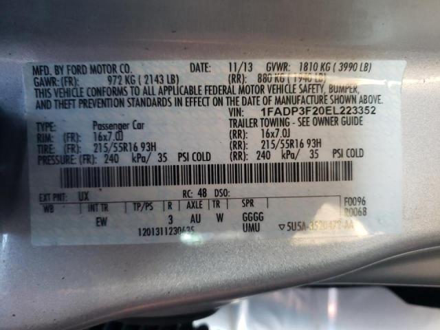 Photo 10 from auction – 2014 FORD FOCUS SE with VIN 1FADP3F20EL223352
