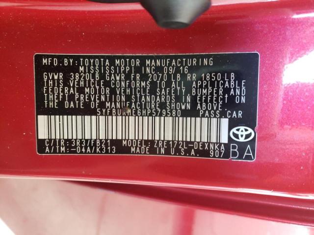 Photo 10 from auction – 2017 TOYOTA COROLLA L with VIN 5YFBURHE6HP579580
