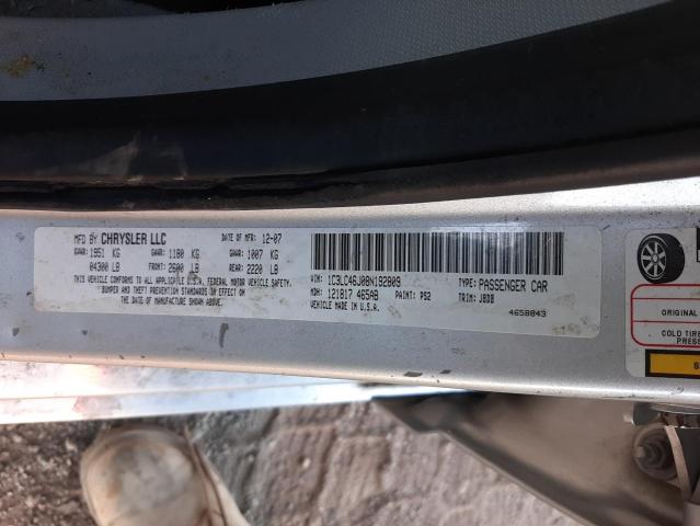 Photo 10 from auction – 2008 CHRYSLER SEBRING LX with VIN 1C3LC46J08N192809