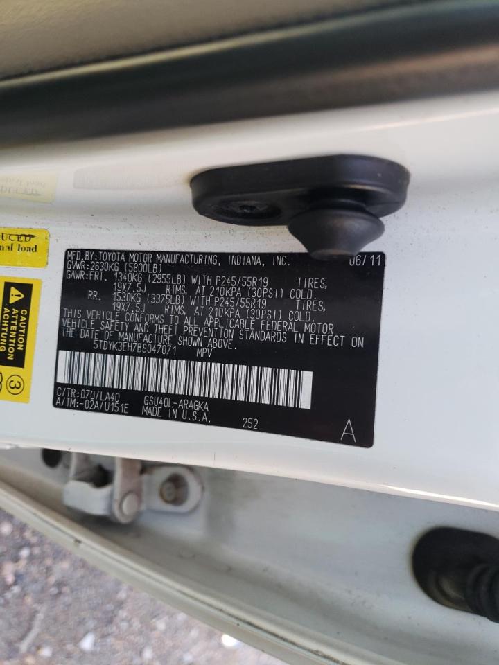 Photo 10 from auction – 2011 TOYOTA HIGHLANDER with VIN 5TDYK3EH7BS047071