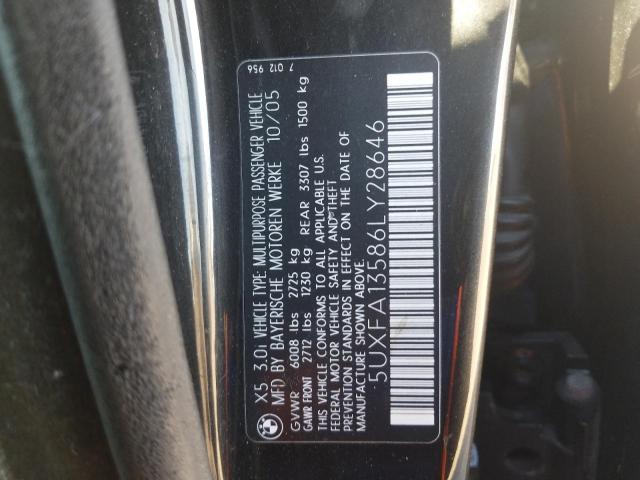 Photo 10 from auction – 2006 BMW X5 3.0I with VIN 5UXFA13586LY28646