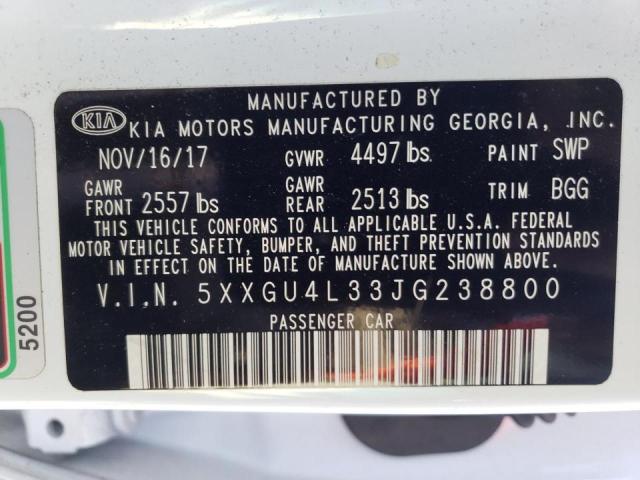Photo 10 from auction – 2018 KIA OPTIMA EX with VIN 5XXGU4L33JG238800
