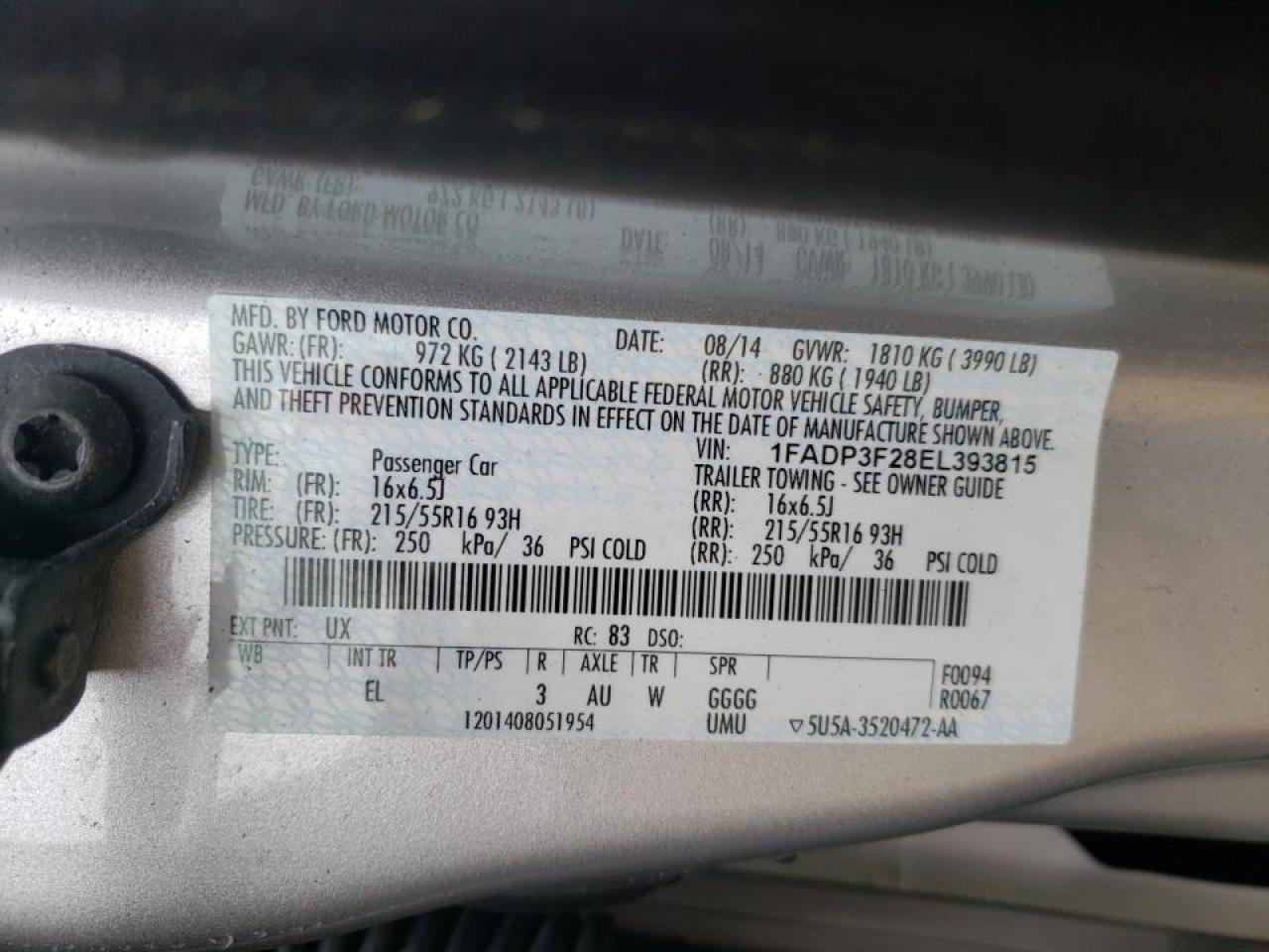 Фото 10 с аукциона – 2014 FORD FOCUS SE с VIN 1FADP3F28EL393815