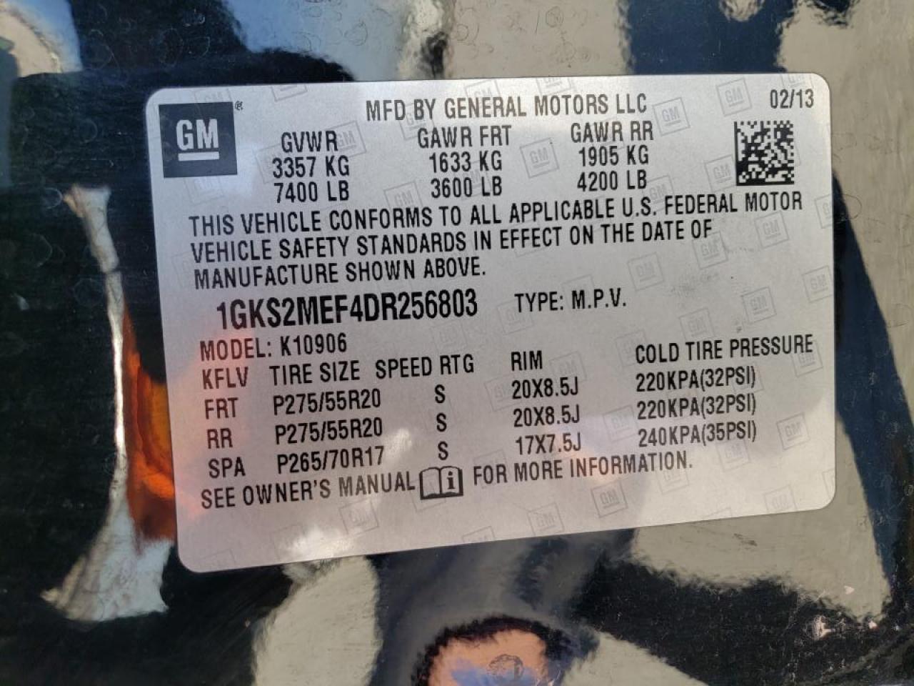 Photo 10 from auction – 2013 GMC YUKON XL D with VIN 1GKS2MEF4DR256803