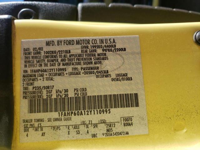 Photo 10 from auction – 2002 FORD THUNDERBIR with VIN 1FAHP60A12Y110995