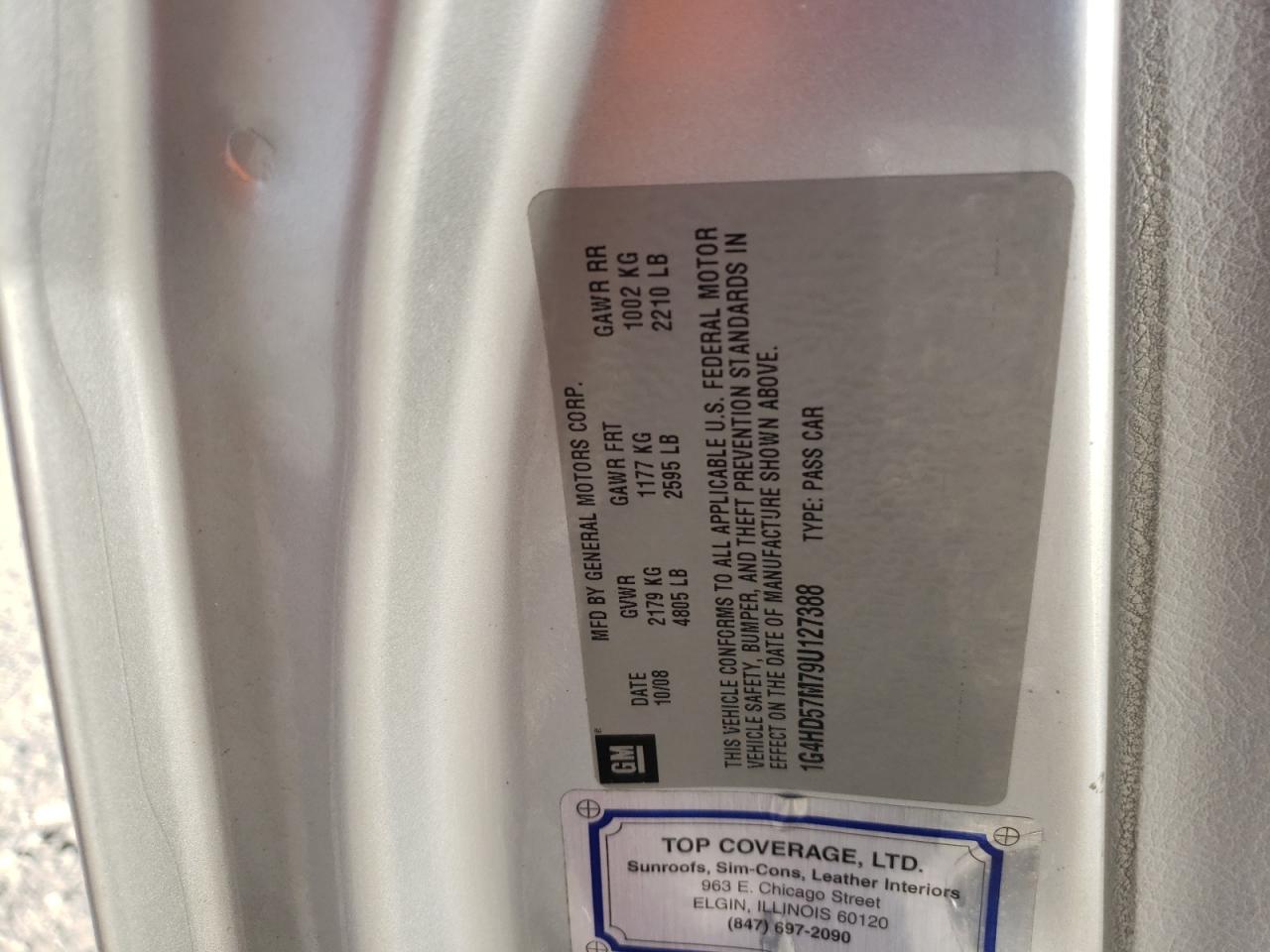 Photo 10 from auction – 2009 BUICK LUCERNE CX with VIN 1G4HD57M79U127388