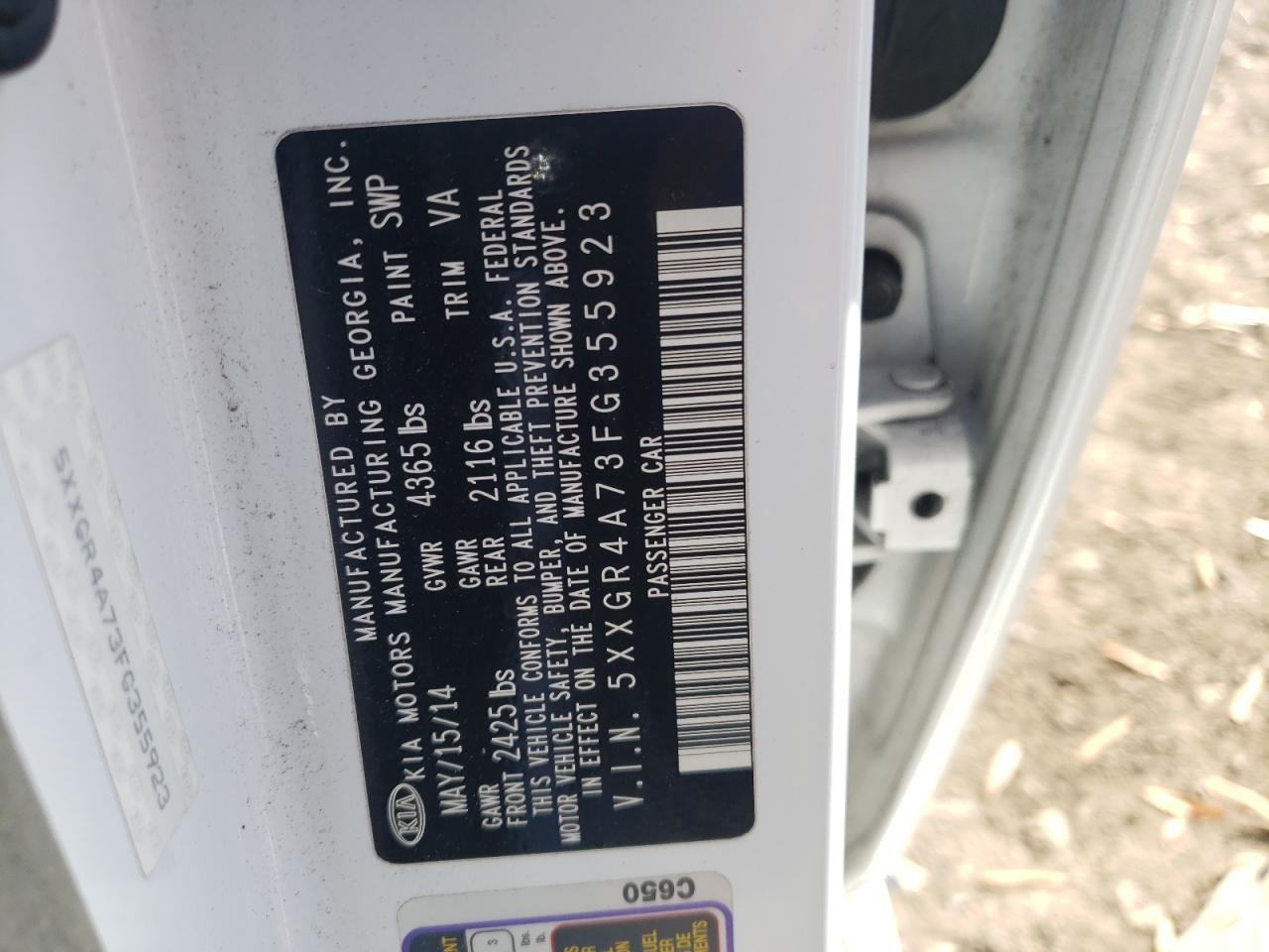 Photo 10 from auction – 2015 KIA OPTIMA SX with VIN 5XXGR4A73FG355923