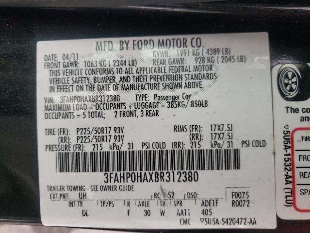 Photo 10 from auction – 2011 FORD FUSION SE with VIN 3FAHP0HAXBR312380