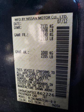 Photo 10 from auction – 2012 NISSAN MAXIMA S with VIN 1N4AA5AP1CC862226