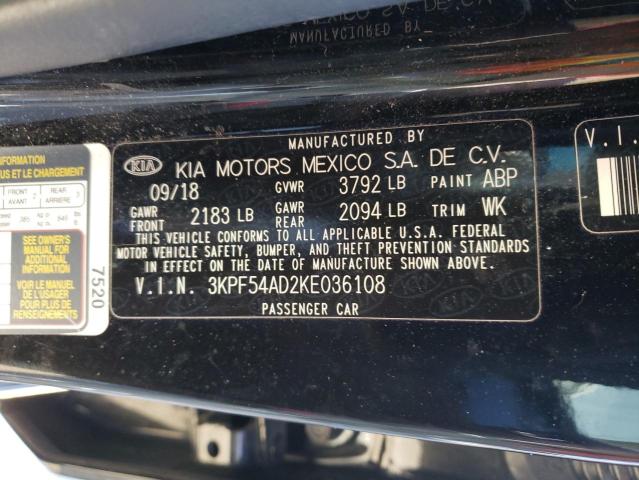 Photo 10 from auction – 2019 KIA FORTE EX with VIN 3KPF54AD2KE036108