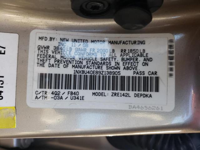 Photo 10 from auction – 2009 TOYOTA COROLLA BA with VIN 1NXBU40E89Z138905