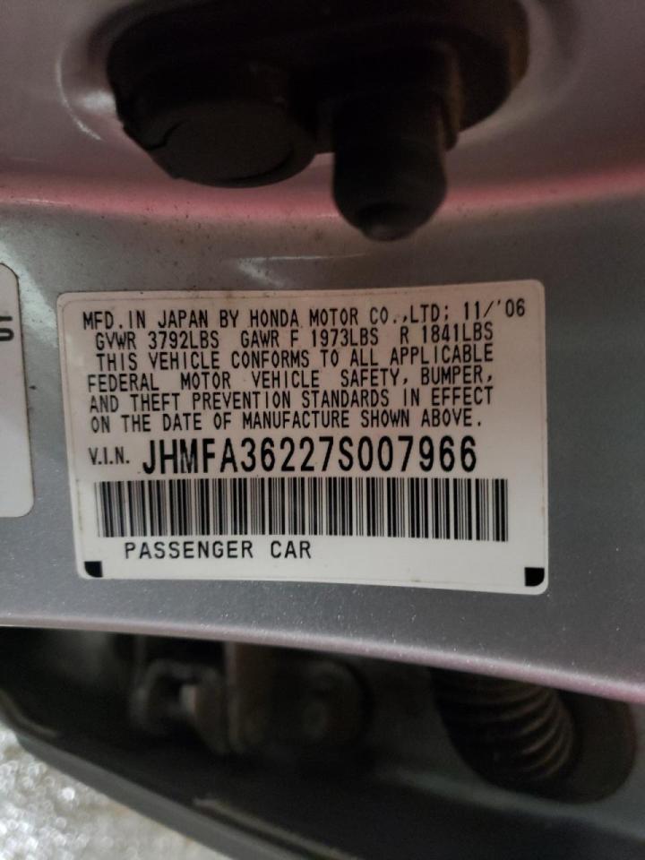 Photo 10 from auction – 2007 HONDA CIVIC HYBR with VIN JHMFA36227S007966