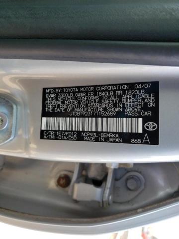 Photo 10 from auction – 2007 TOYOTA YARIS with VIN JTDBT923171152689