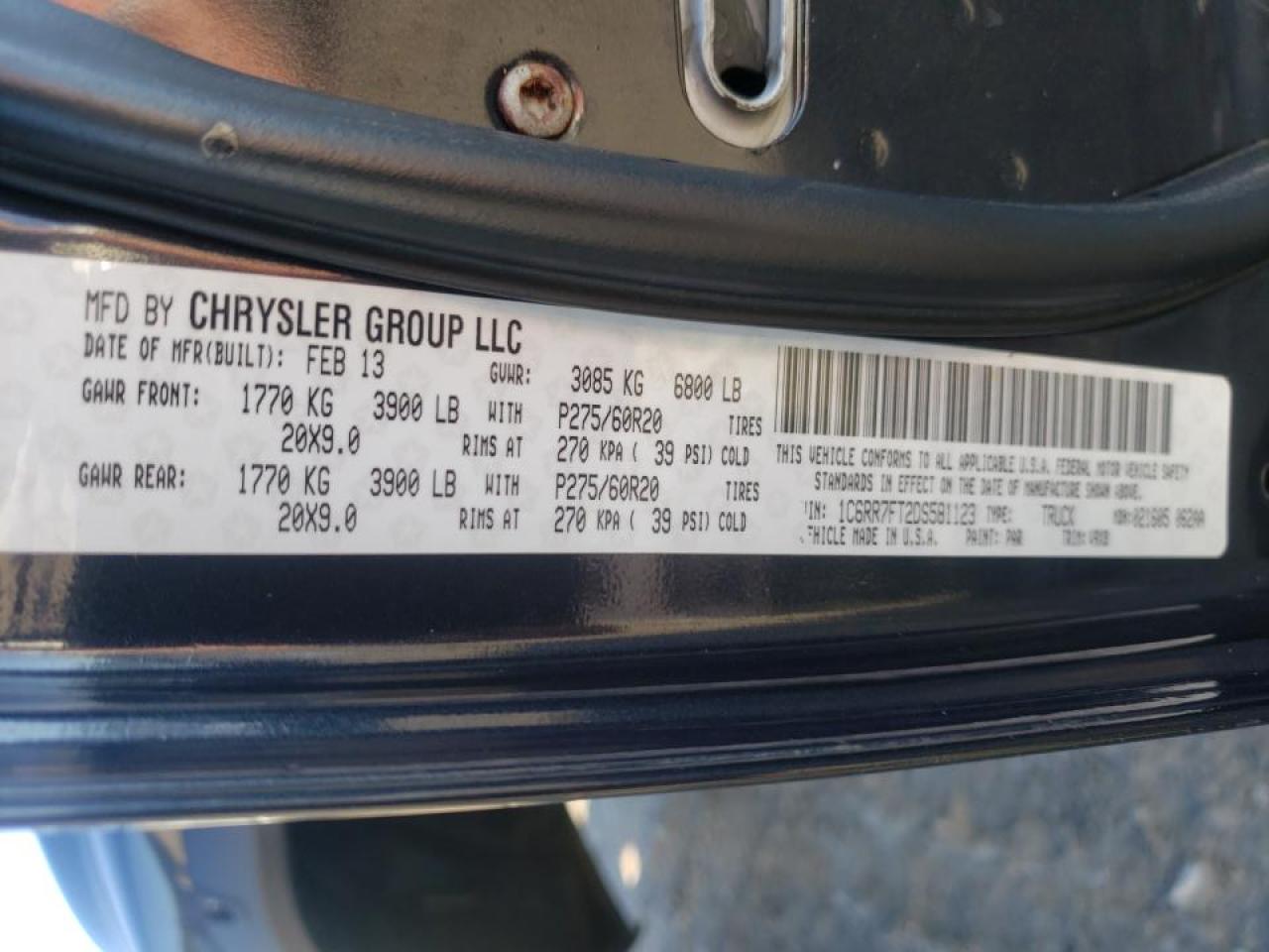 Photo 10 from auction – 2013 RAM 1500 ST with VIN 1C6RR7FT2DS581123
