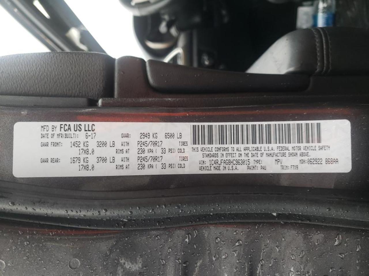 Photo 10 from auction – 2017 JEEP GRAND CHER with VIN 1C4RJFAG8HC963015