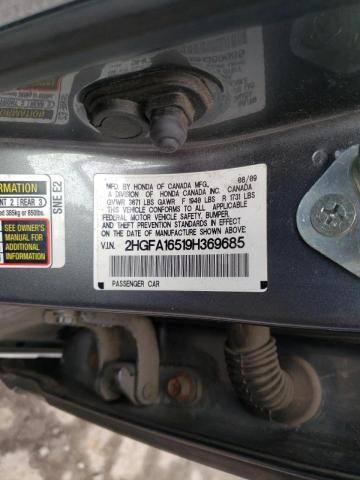 Photo 10 from auction – 2009 HONDA CIVIC with VIN 2HGFA16519H369685