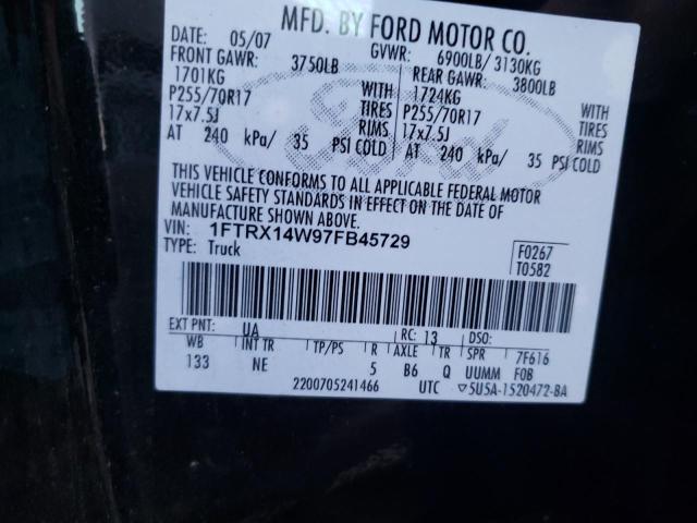 Photo 10 from auction – 2007 FORD F150 with VIN 1FTRX14W97FB45729