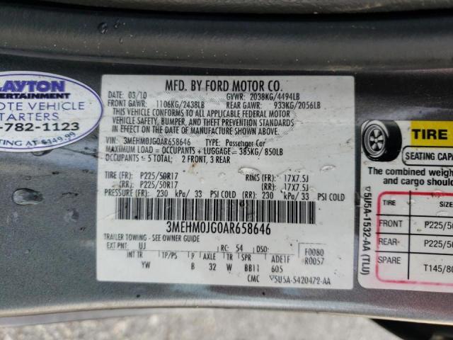 Photo 10 from auction – 2010 MERCURY MILAN PREM with VIN 3MEHM0JG0AR658646