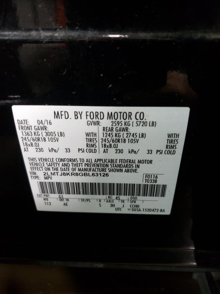 Photo 10 from auction – 2016 LINCOLN MKX SELECT with VIN 2LMTJ8KR8GBL63126