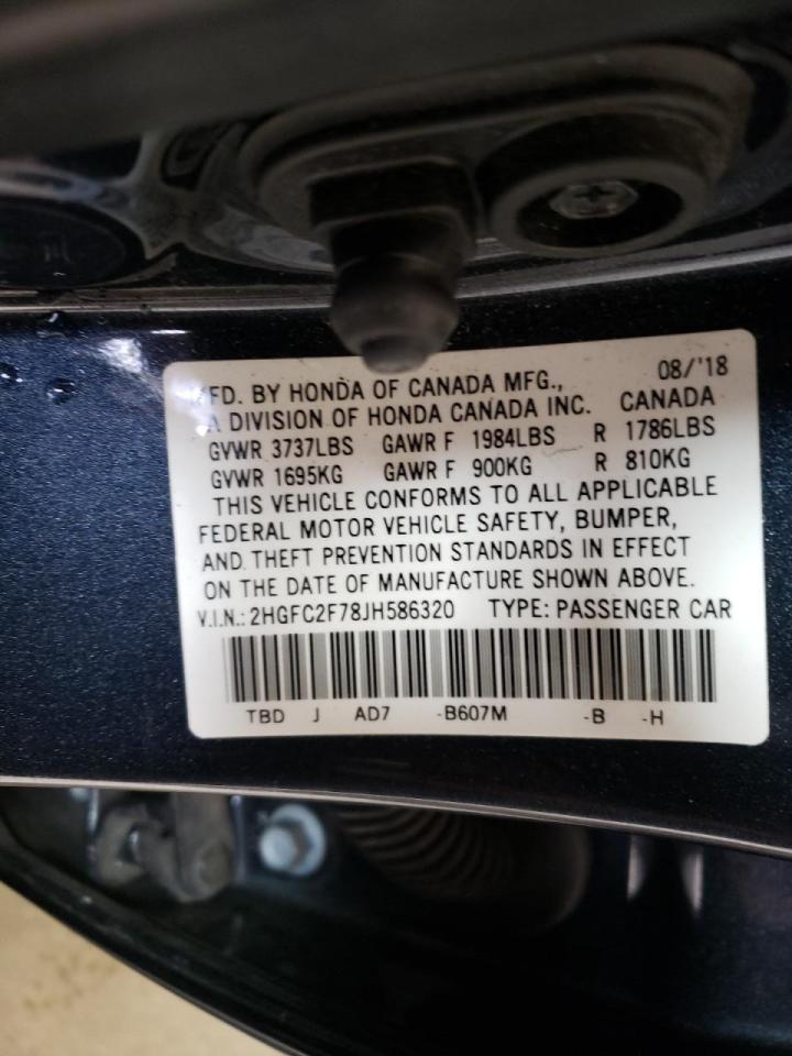 Photo 10 from auction – 2018 HONDA CIVIC EX with VIN 2HGFC2F78JH586320