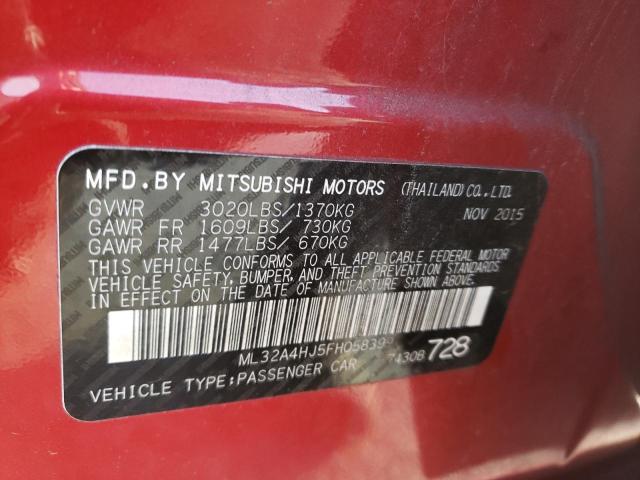 Photo 10 from auction – 2015 MITSUBISHI MIRAGE with VIN ML32A4HJ5FH058399