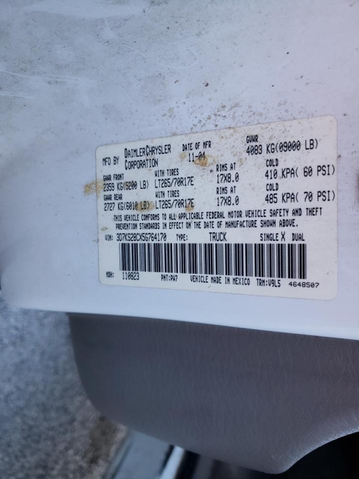 Photo 10 from auction – 2005 DODGE RAM 2500 S with VIN 3D7KS28CX5G764170