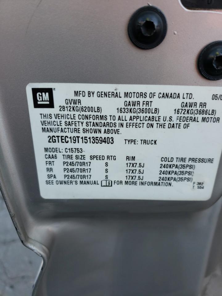 Zdjęcie 10 z aukcji – 2005 GMC NEW SIERRA z VIN 2GTEC19T151359403