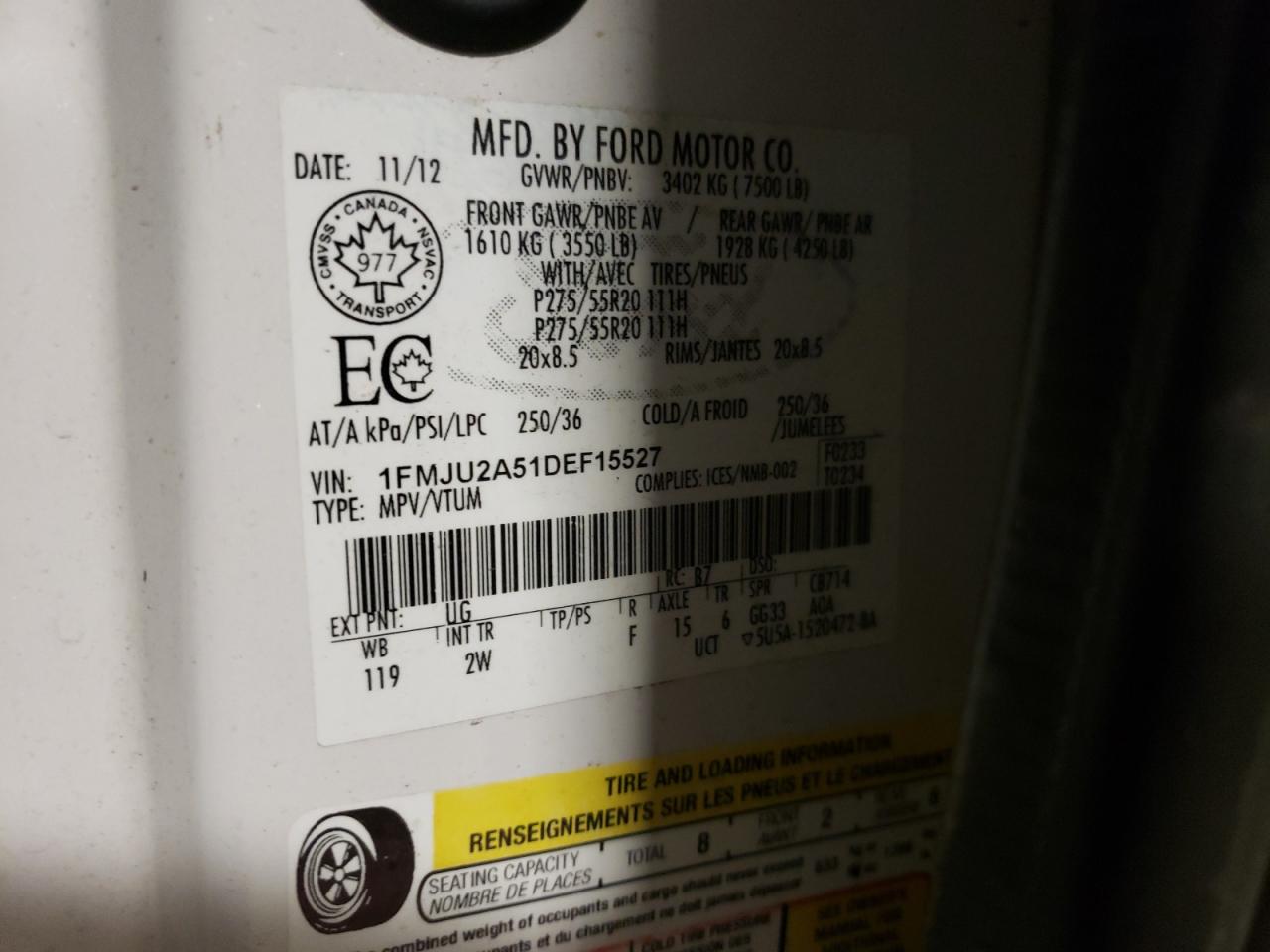 Photo 10 from auction – 2013 FORD EXPEDITION with VIN 1FMJU2A51DEF15527