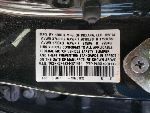 Photo 10 from auction – 2014 HONDA CIVIC LX with VIN 19XFB2F5XEE020919