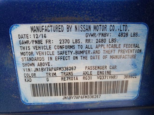 Photo 10 from auction – 2015 INFINITI Q50 BASE with VIN JN1BV7AP4FM336267