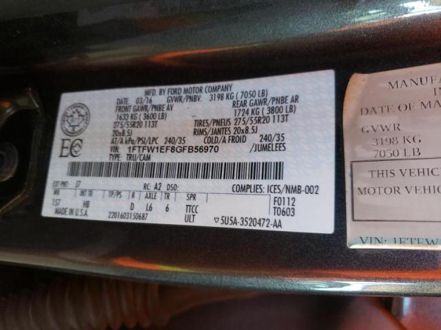 Photo 10 from auction – 2016 FORD F150 SUPER with VIN 1FTFW1EF8GFB56970